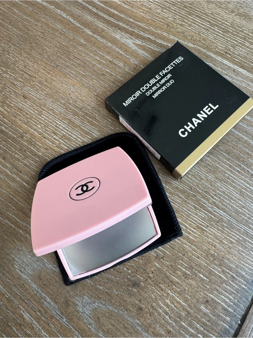 CHANEL Pink Compact Mirror with CC Logo